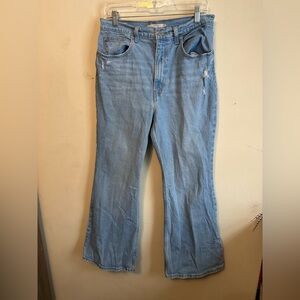 Levis Pants Womens‎ Size 30 Blue Denim Jeans Premium 70s High Flare Light Wash